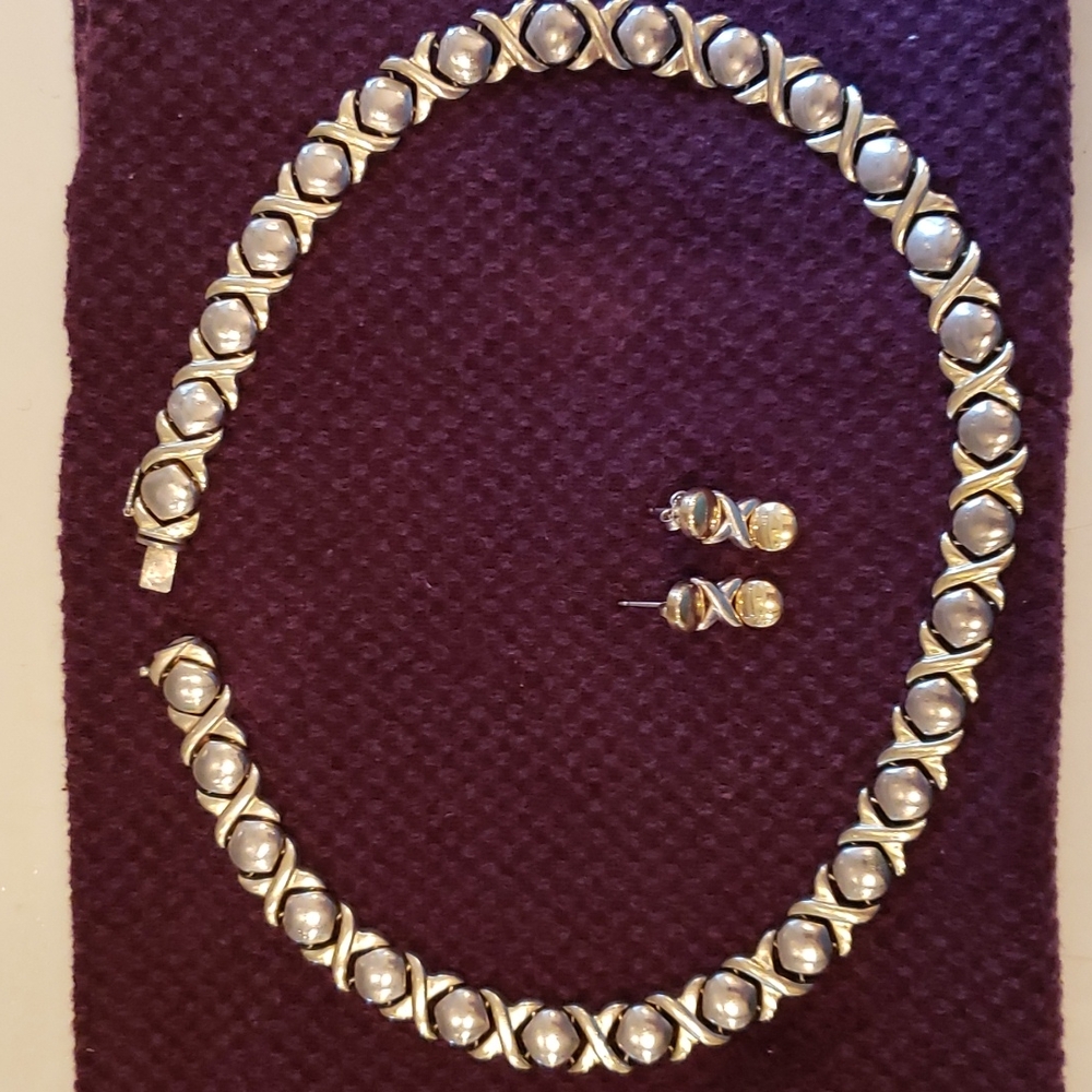 Sterling silver necklace and earrings set